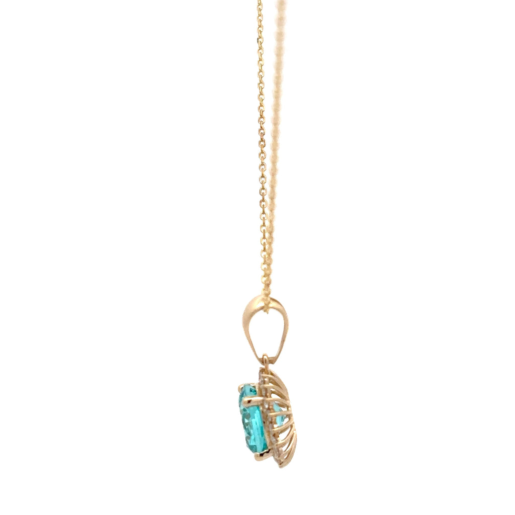 6.4 Carat Round Paraiba Tourmaline Birthstone Pendant Gifts For Her