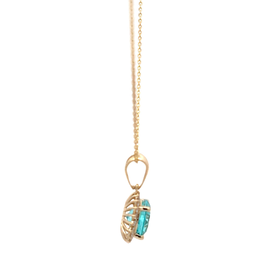 6.4 Carat Round Paraiba Tourmaline Birthstone Pendant Gifts For Her