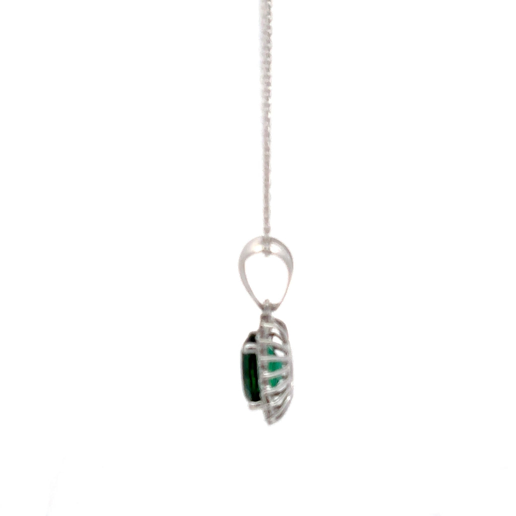 2 Carat Oval Green Emerald Gemstone Solitaire Pendant