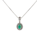 2 Carat Oval Green Emerald Gemstone Solitaire Pendant