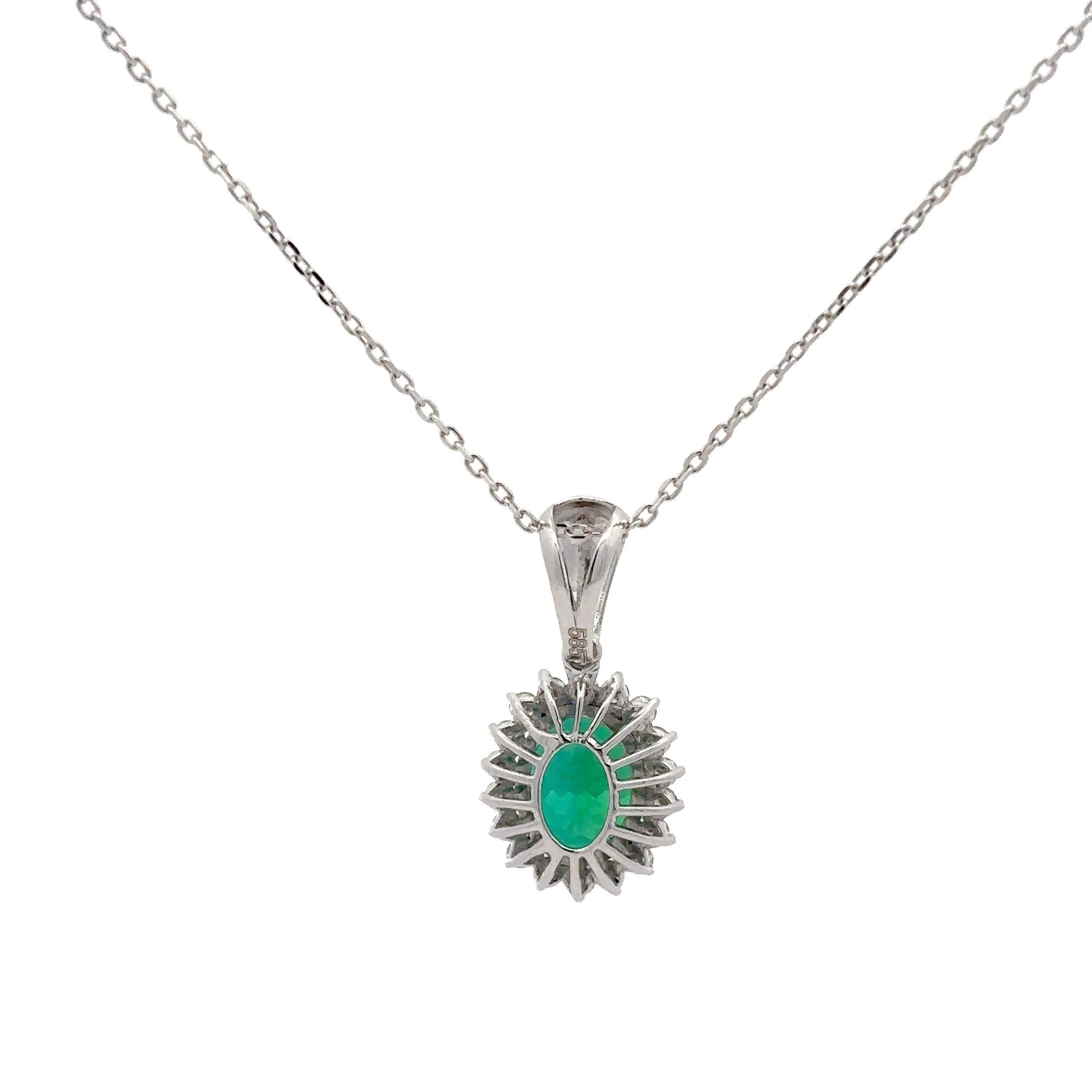2 Carat Oval Green Emerald Gemstone Solitaire Pendant