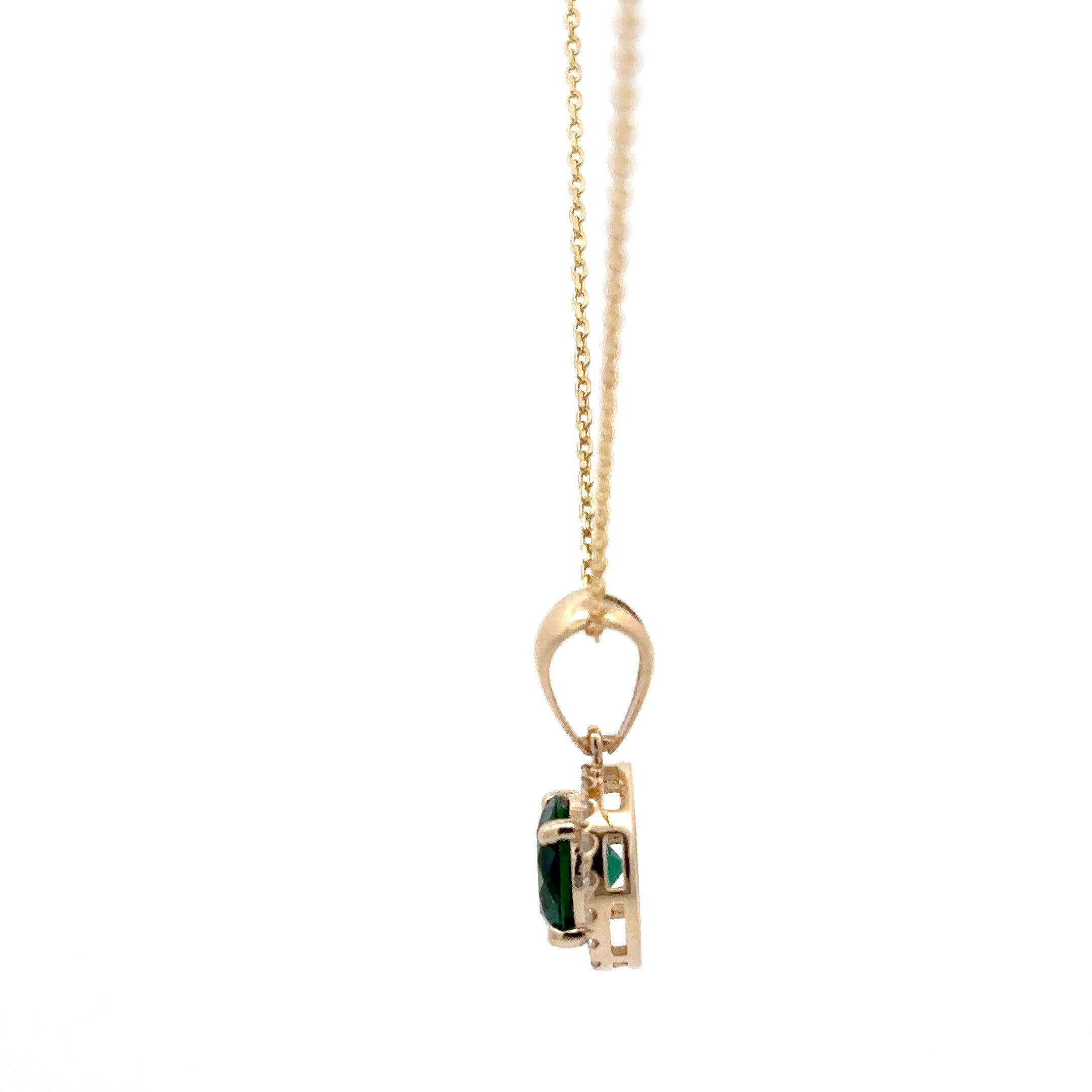 2 Carat Emerald Green stone Round Cut Halo Solitaire Pendant
