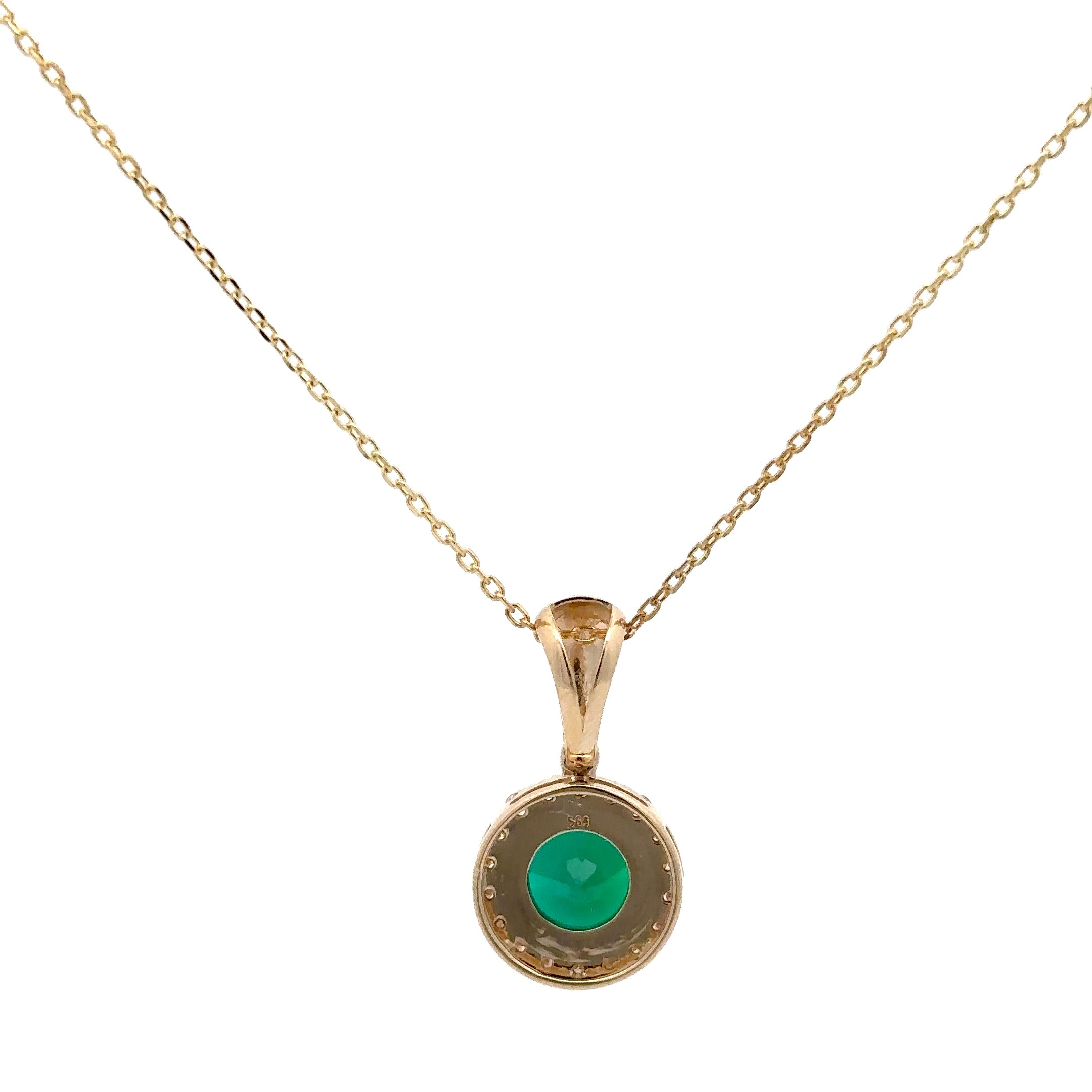 2 Carat Emerald Green stone Round Cut Halo Solitaire Pendant