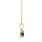 2 Carat Emerald Green stone Round Cut Halo Solitaire Pendant