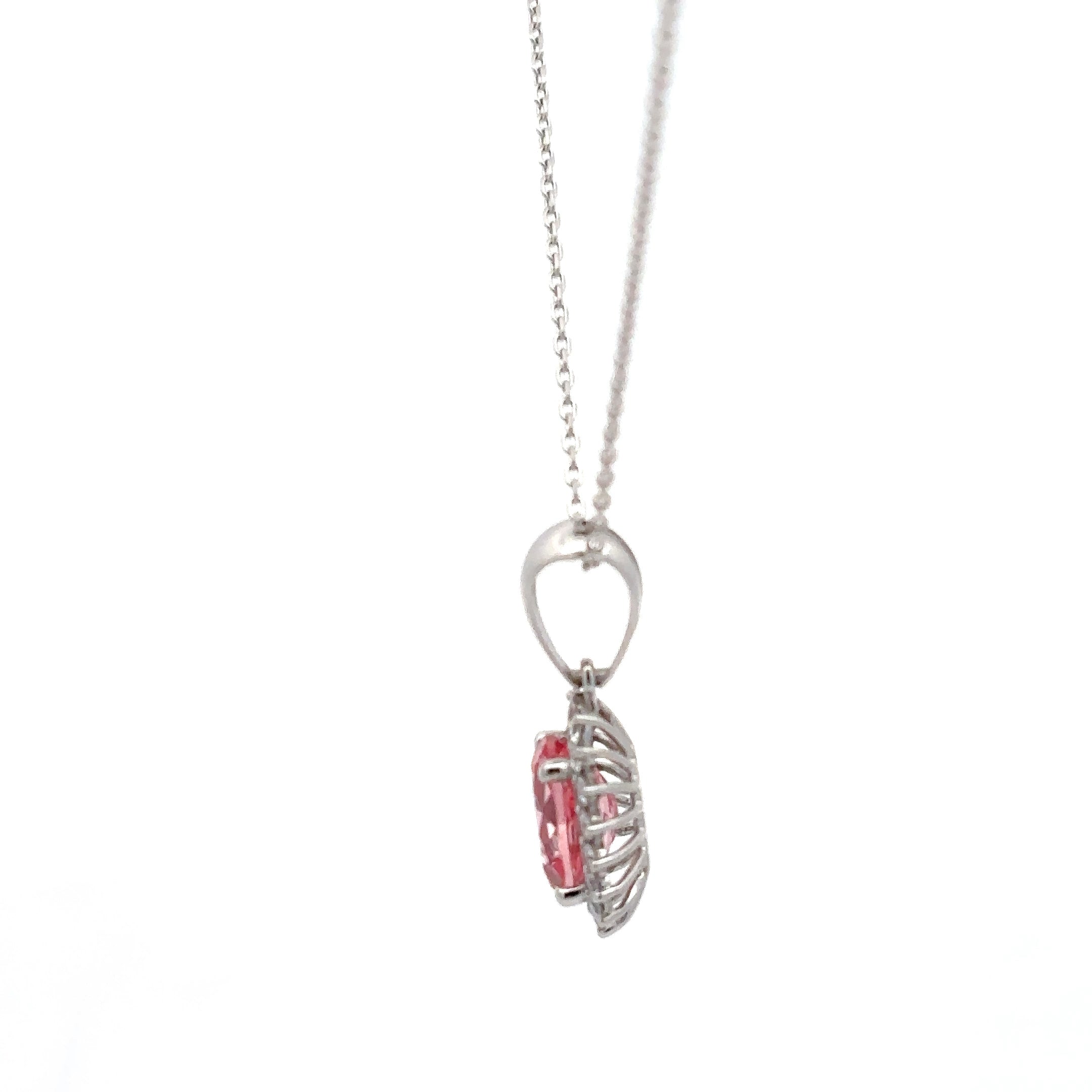 3 Carat Vintage Pink Morganite Stone Halo Pendant For Girls