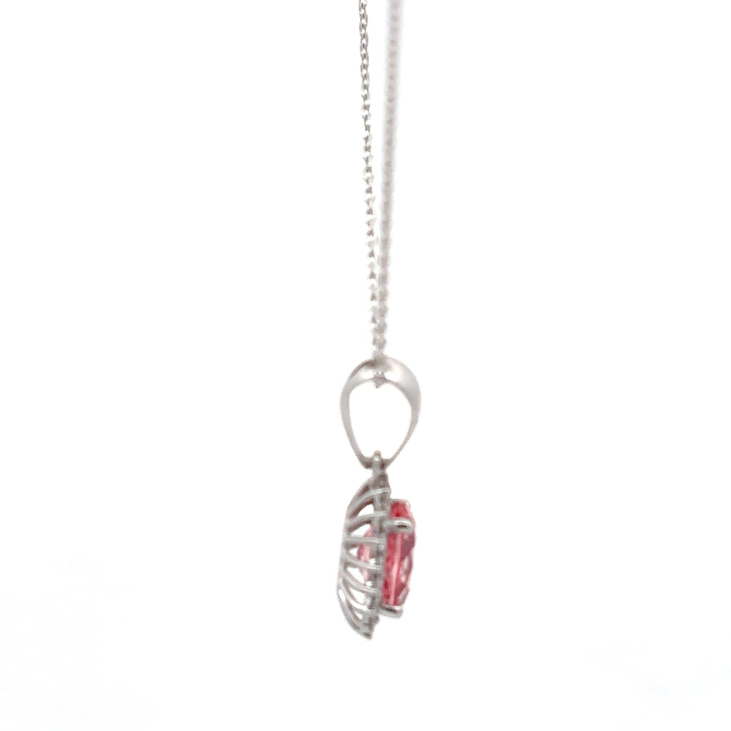 3 Carat Vintage Pink Morganite Stone Halo Pendant For Girls