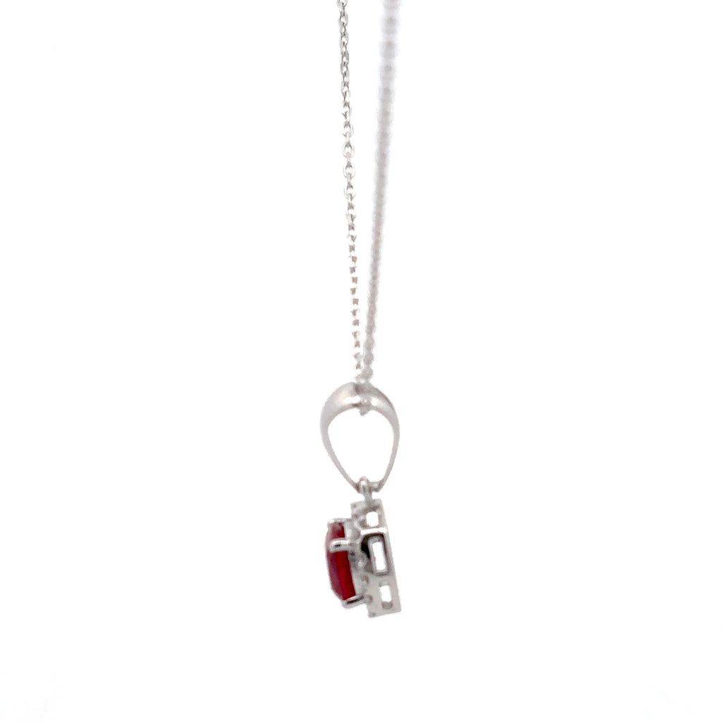 1.5 Carat Cushion Ruby Gemstone Pendant With Halo Setting