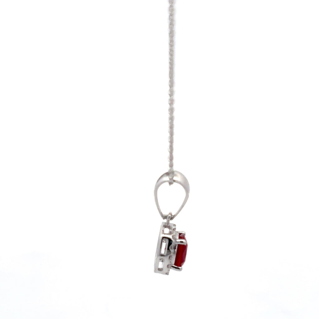 1.5 Carat Cushion Ruby Gemstone Pendant With Halo Setting