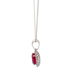 3.90 Carat Oval Cut Pink Ruby Pendant Necklace in 14K White Gold