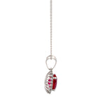 3.90 Carat Oval Cut Pink Ruby Pendant Necklace in 14K White Gold