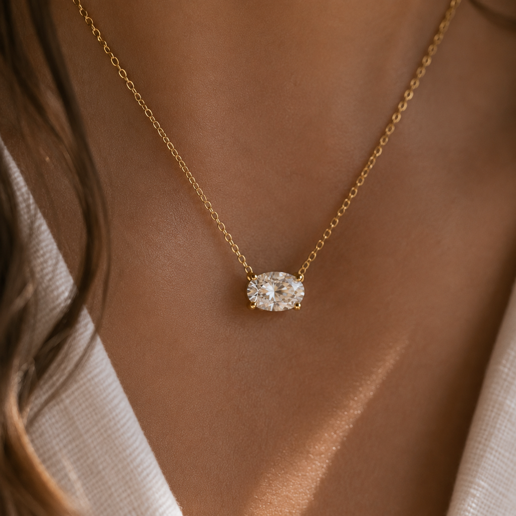 1.66 Carat Classic Oval Cut Lab Grown Diamond Basket Pendant