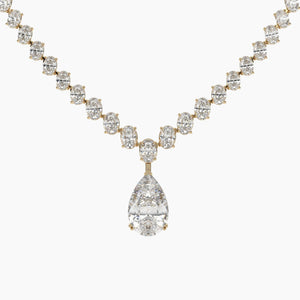 39 Carat Pear And Oval Lab Grown Diamond Drop Necklace