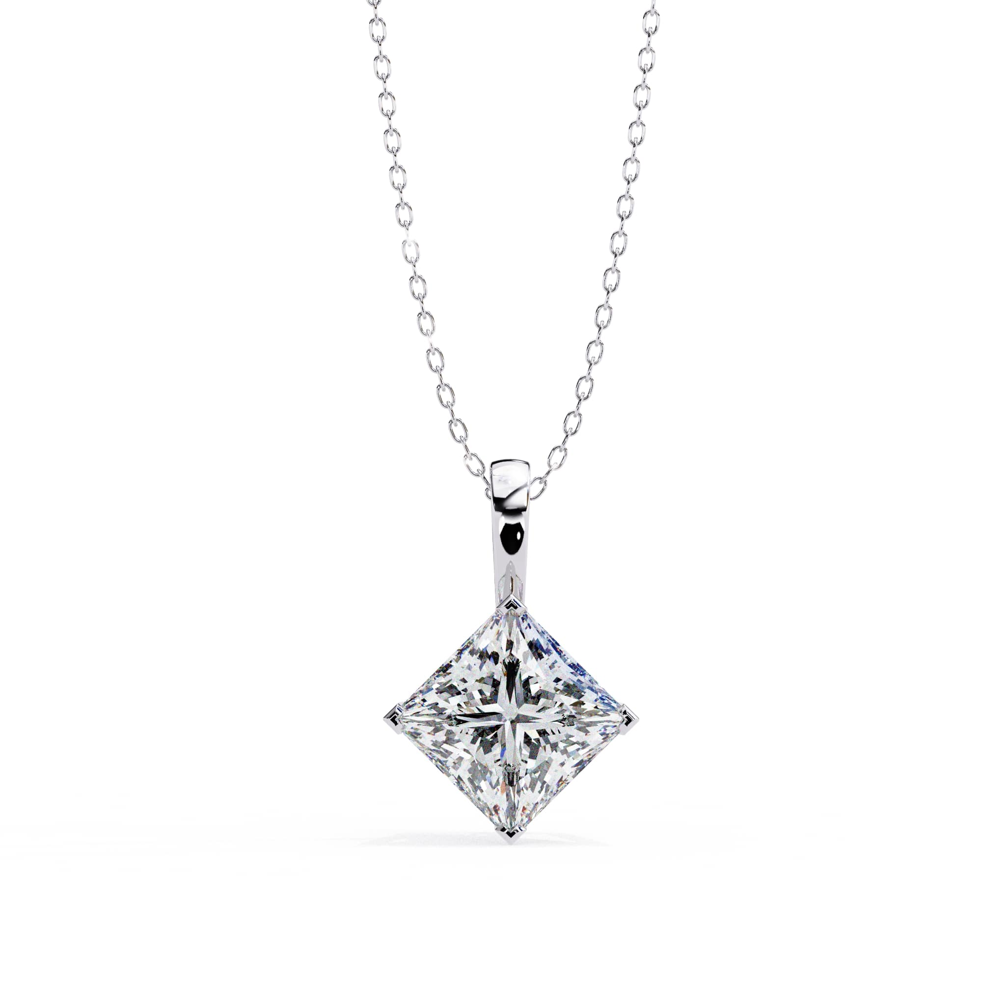 Diamond necklace on a white background