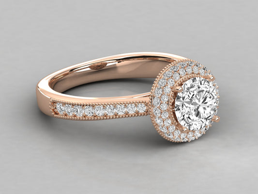 Double Halo Pave Engagement Ring