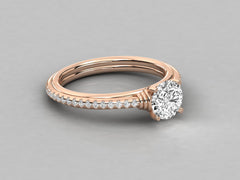 Classic Solitaire Pave Engagement Ring - 1