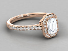 Classic Emerald Solitaire Pave Engagement Ring - 8