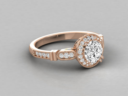 Round Love Pave Engagement Ring