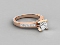 Classic Solitaire Pave Engagement Ring - 7