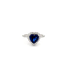 3 Carat Blue Sapphire Halo Ring For Women in 18K Gold