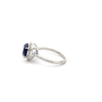 3 Carat Blue Sapphire Halo Ring For Women in 18K Gold
