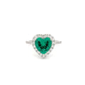 3 Carat Heart Emerald Green Engagement Ring For Women