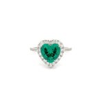 3 Carat Heart Emerald Green Engagement Ring For Women