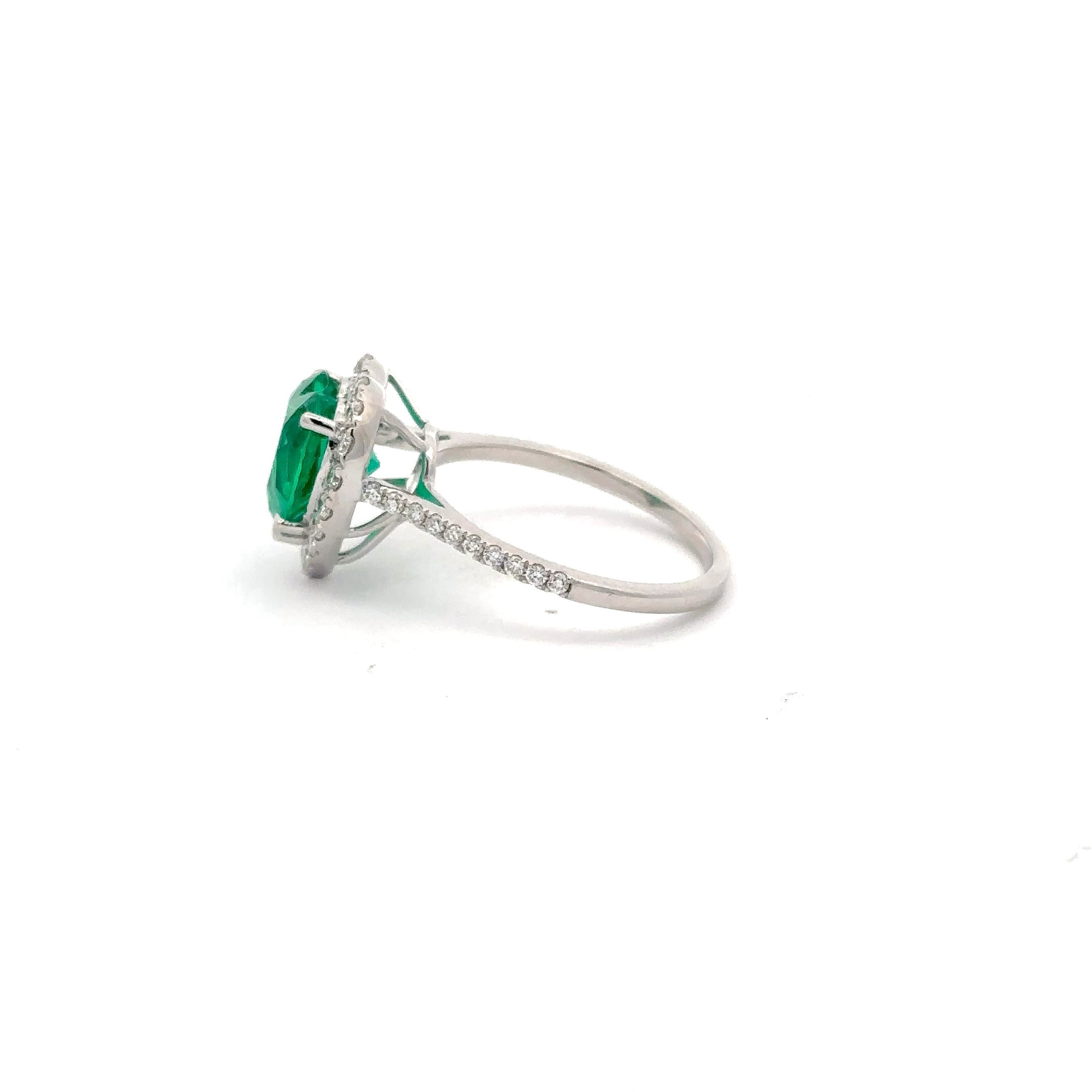 3 Carat Heart Emerald Green Engagement Ring For Women