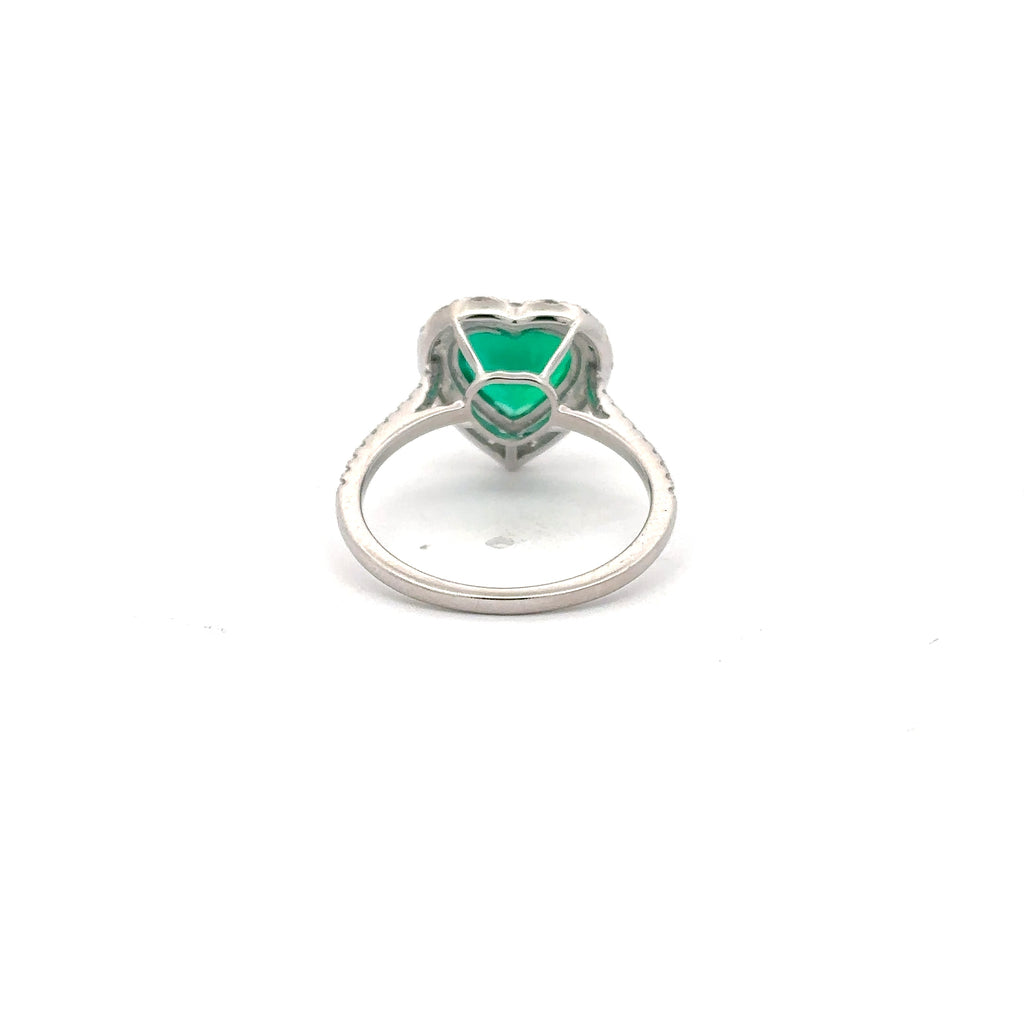 3 Carat Heart Emerald Green Engagement Ring For Women
