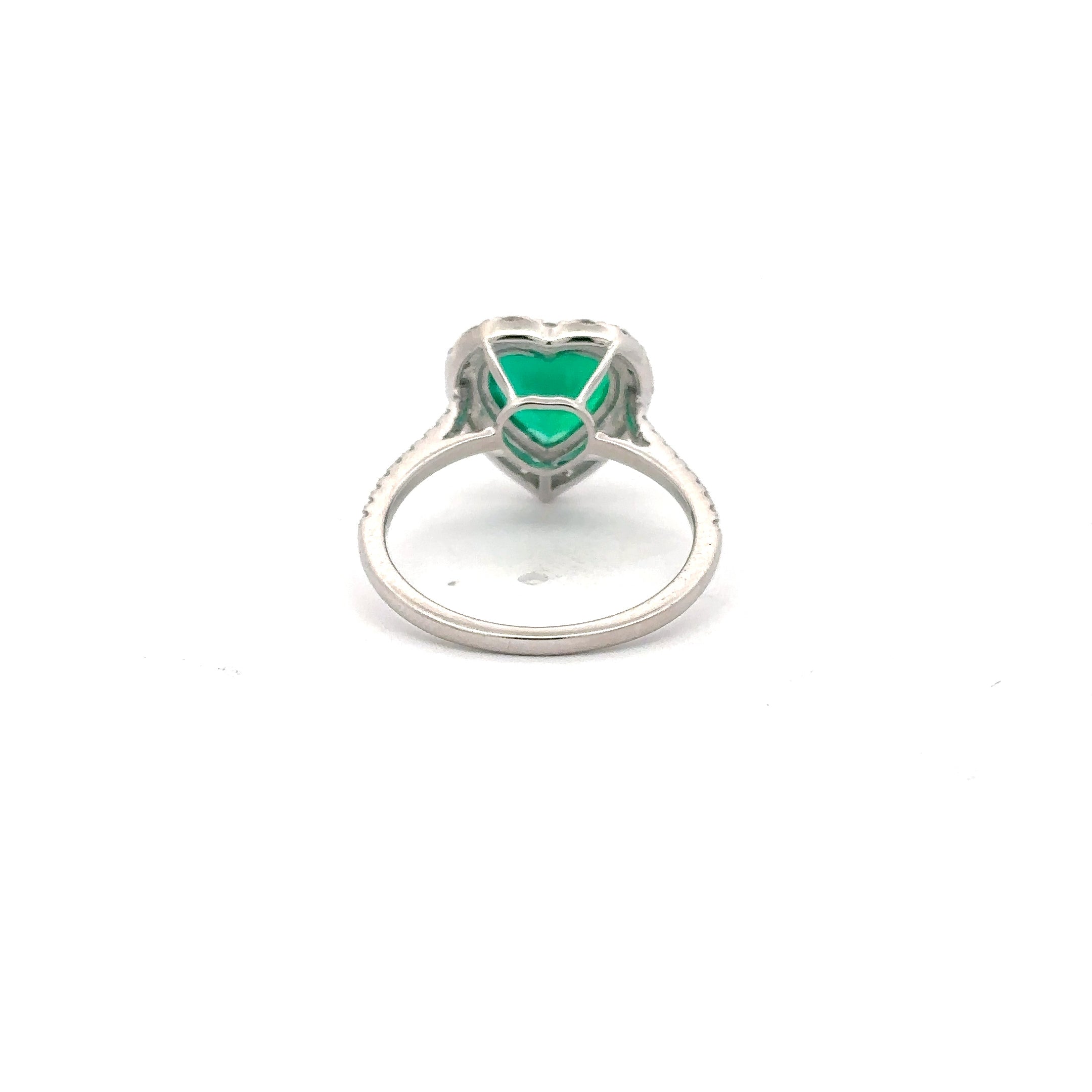 3 Carat Heart Emerald Green Engagement Ring For Women