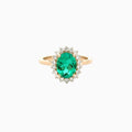 2 Carat Oval Cut Emerald Green Gemstone Halo Ring in 14K Gold