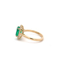 2 Carat Oval Cut Emerald Green Gemstone Halo Ring in 14K Gold
