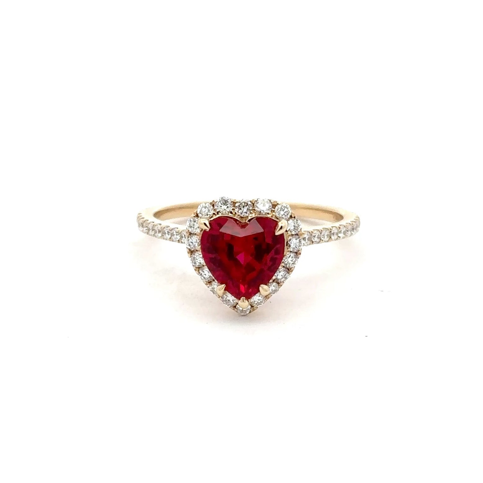 2 Carat Heart Ruby Promise Ring With Halo Setting