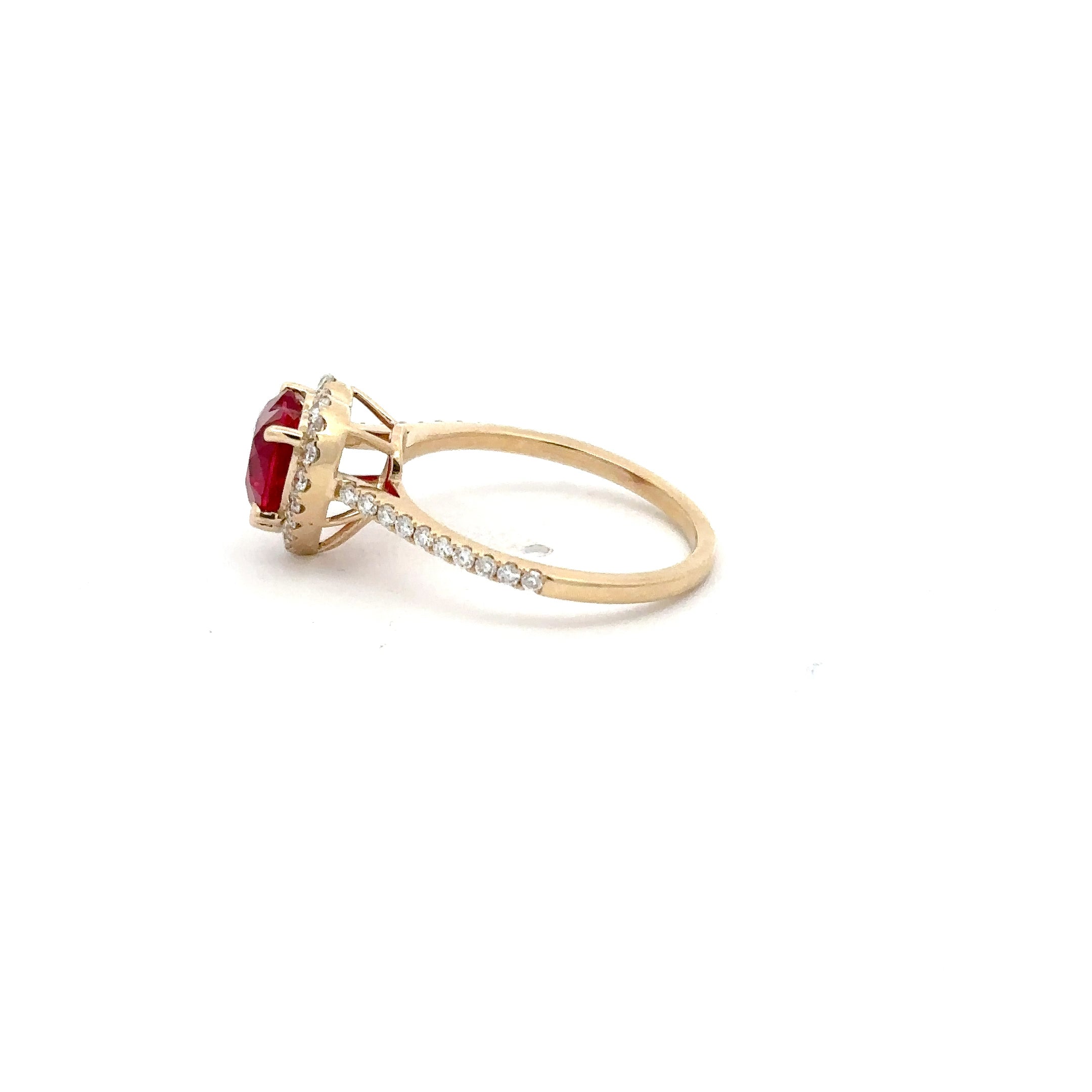 2 Carat Heart Ruby Promise Ring With Halo Setting