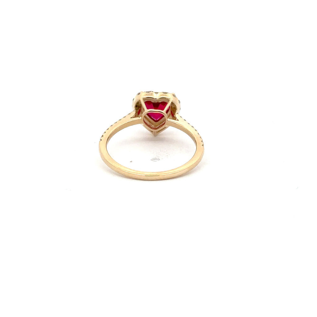 2 Carat Heart Ruby Promise Ring With Halo Setting