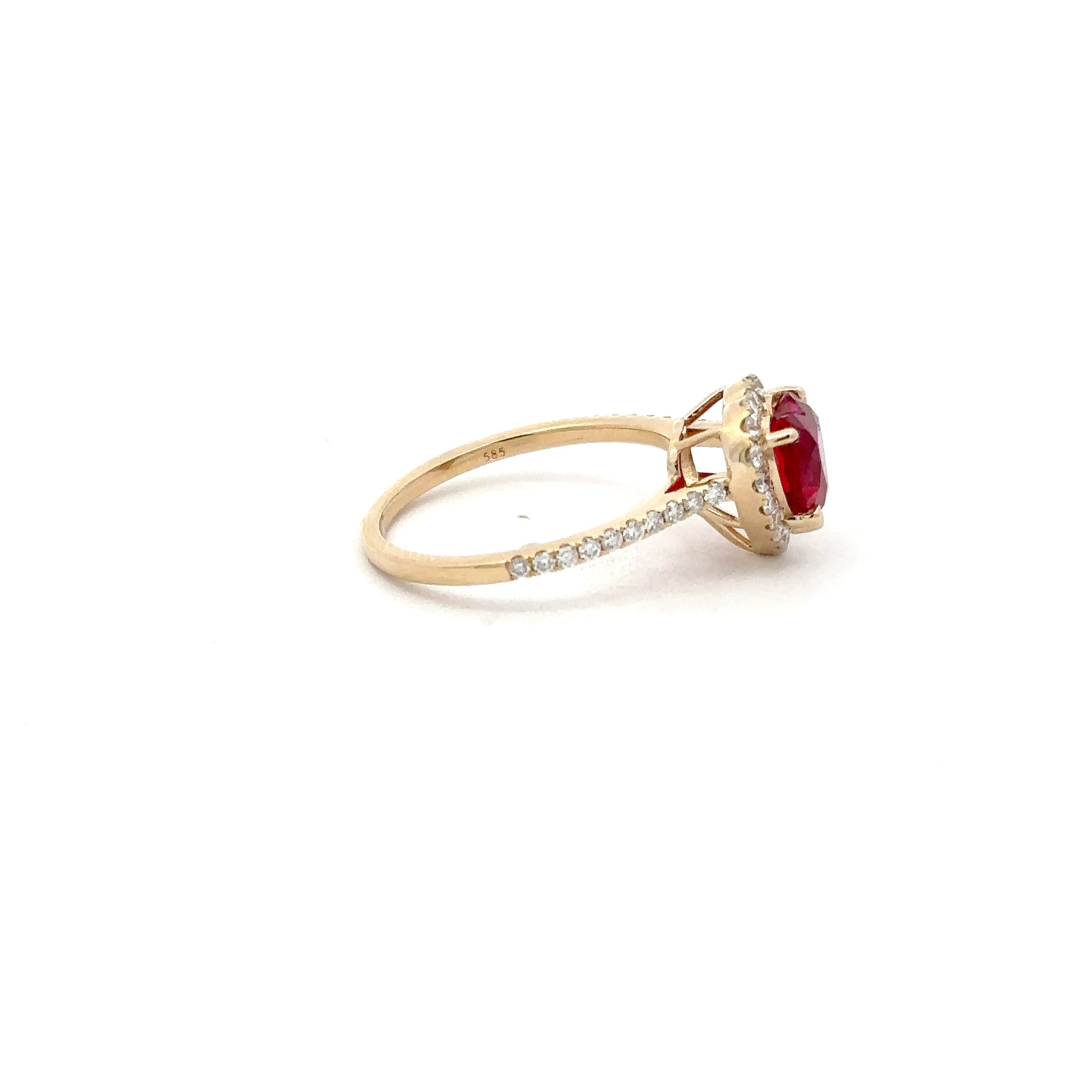 2 Carat Heart Ruby Promise Ring With Halo Setting