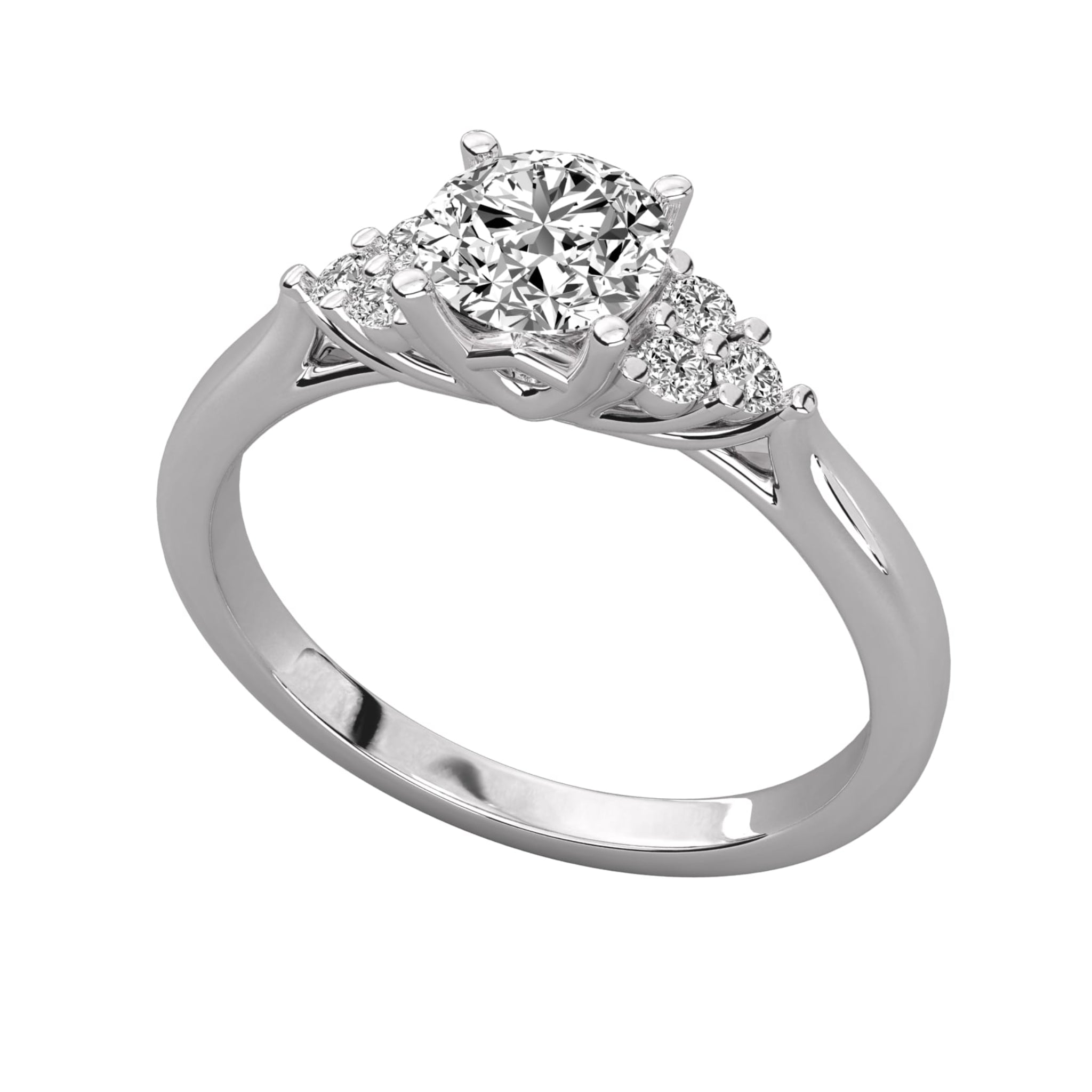 Solitaire Ring with Pave Band