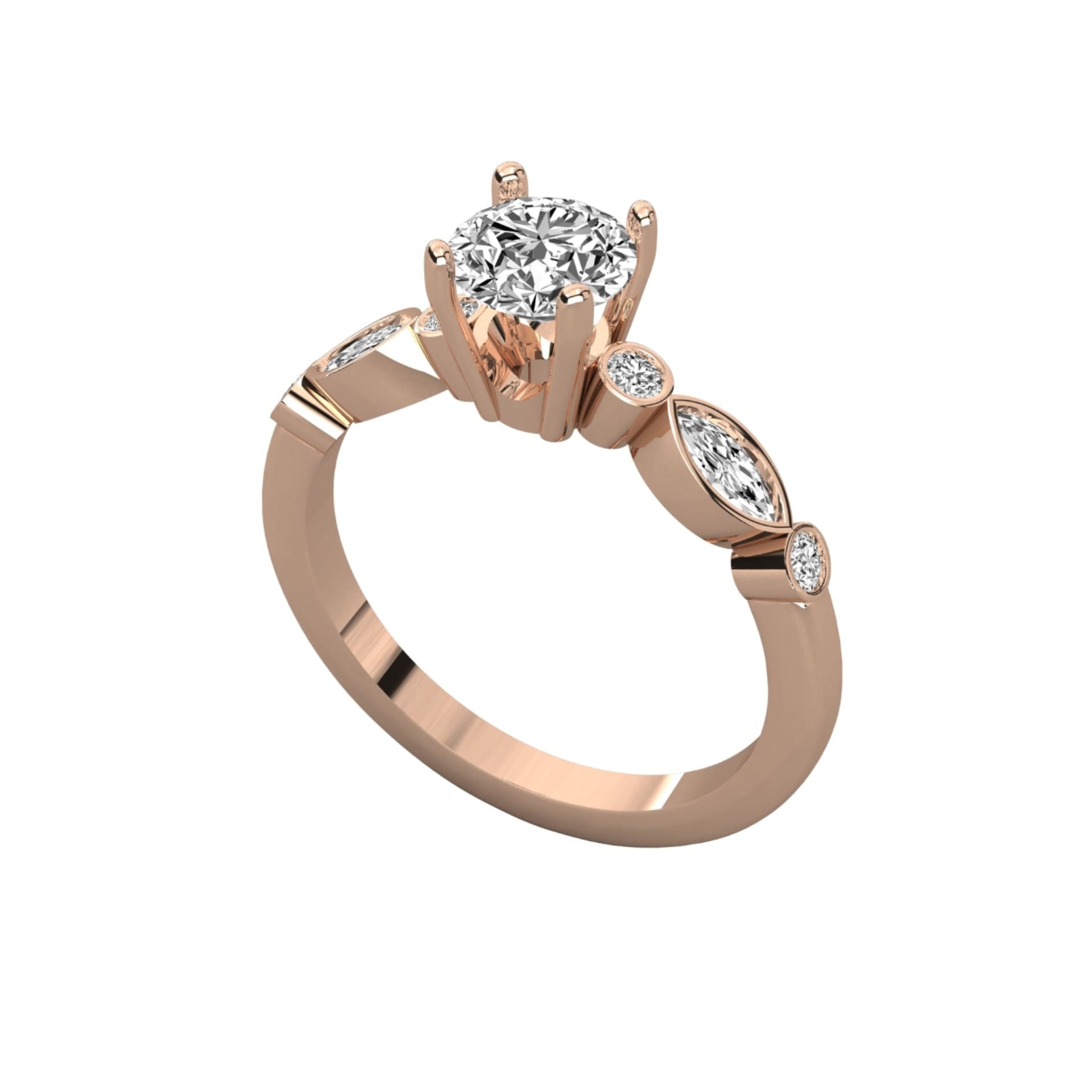 Round Lab Grown Diamond  Ring with accents