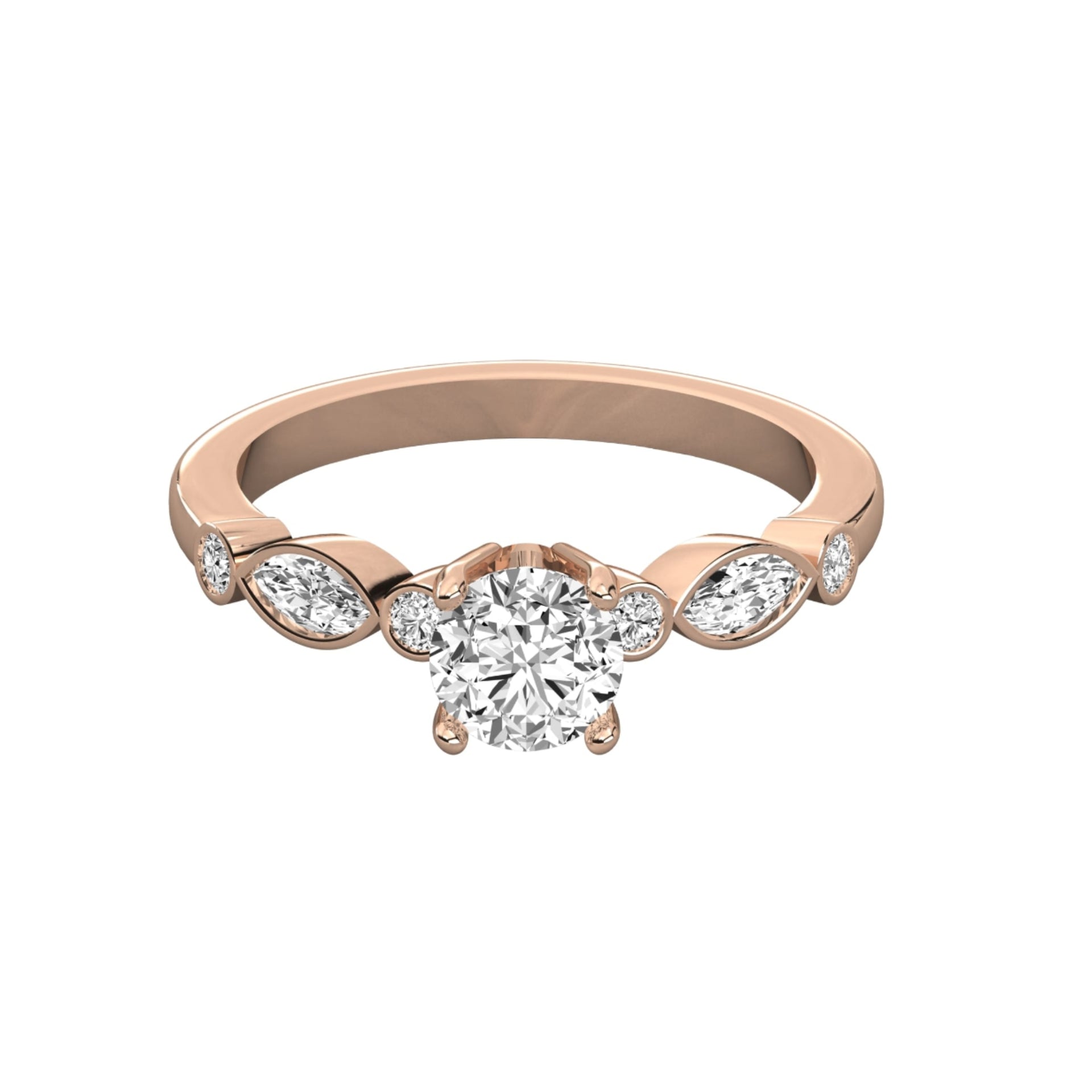 Round Lab Grown Diamond  Ring with accents