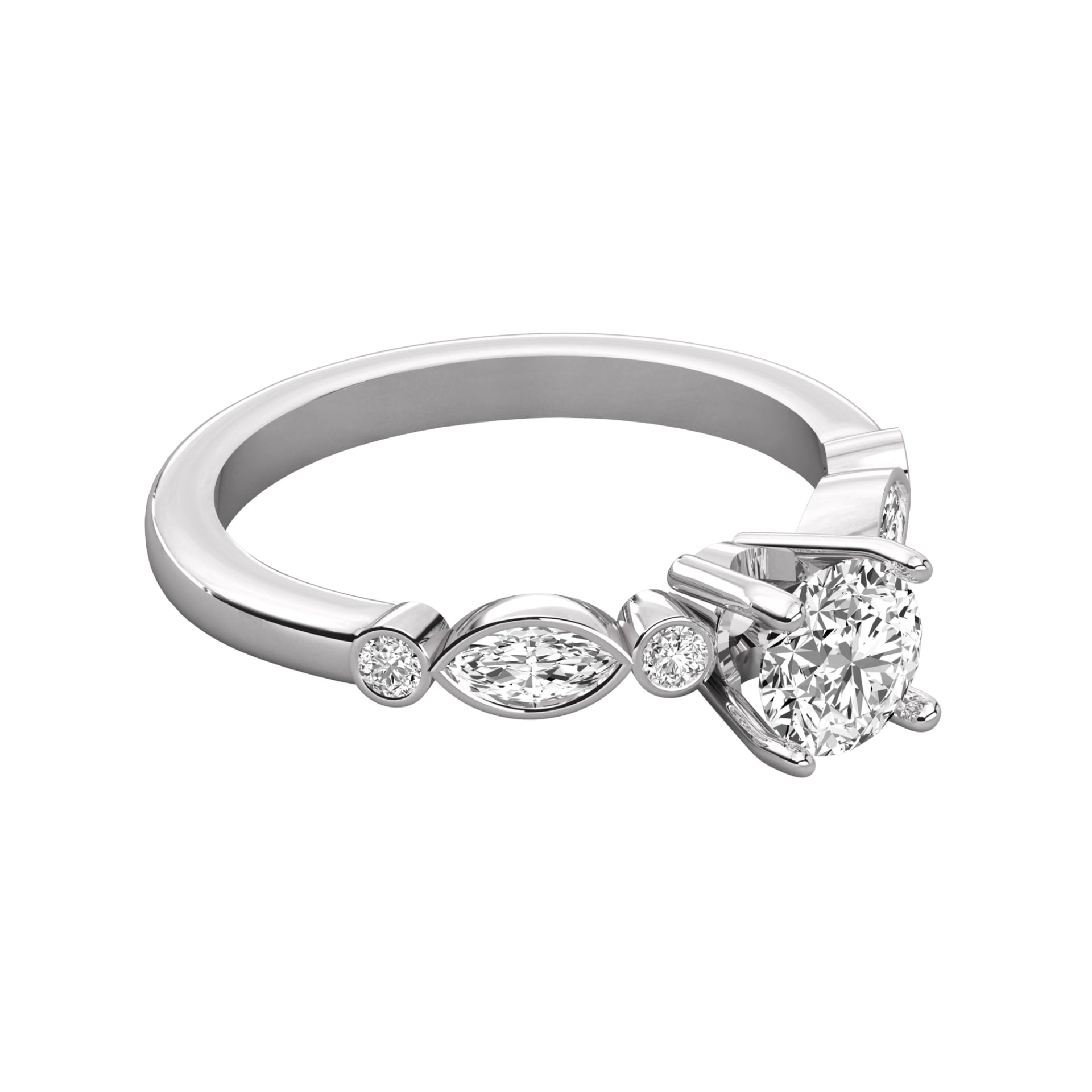 Round Lab Grown Diamond  Ring with accents