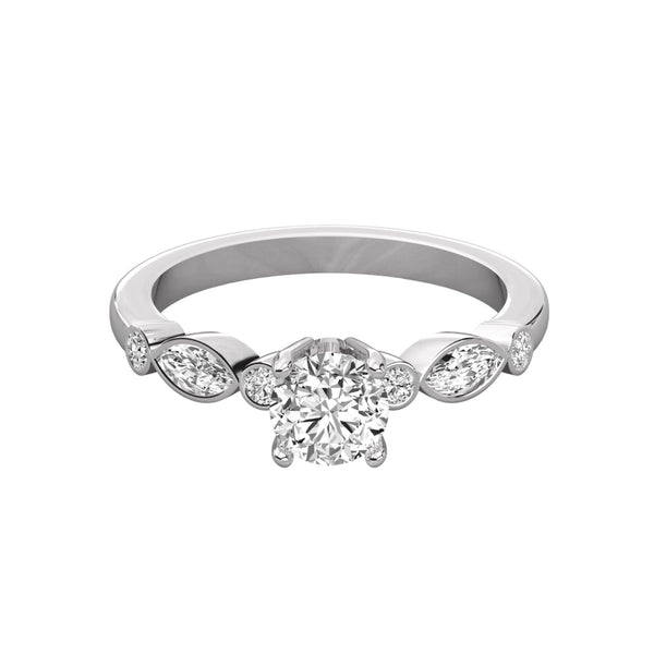 Round Lab Grown Diamond  Ring with accents