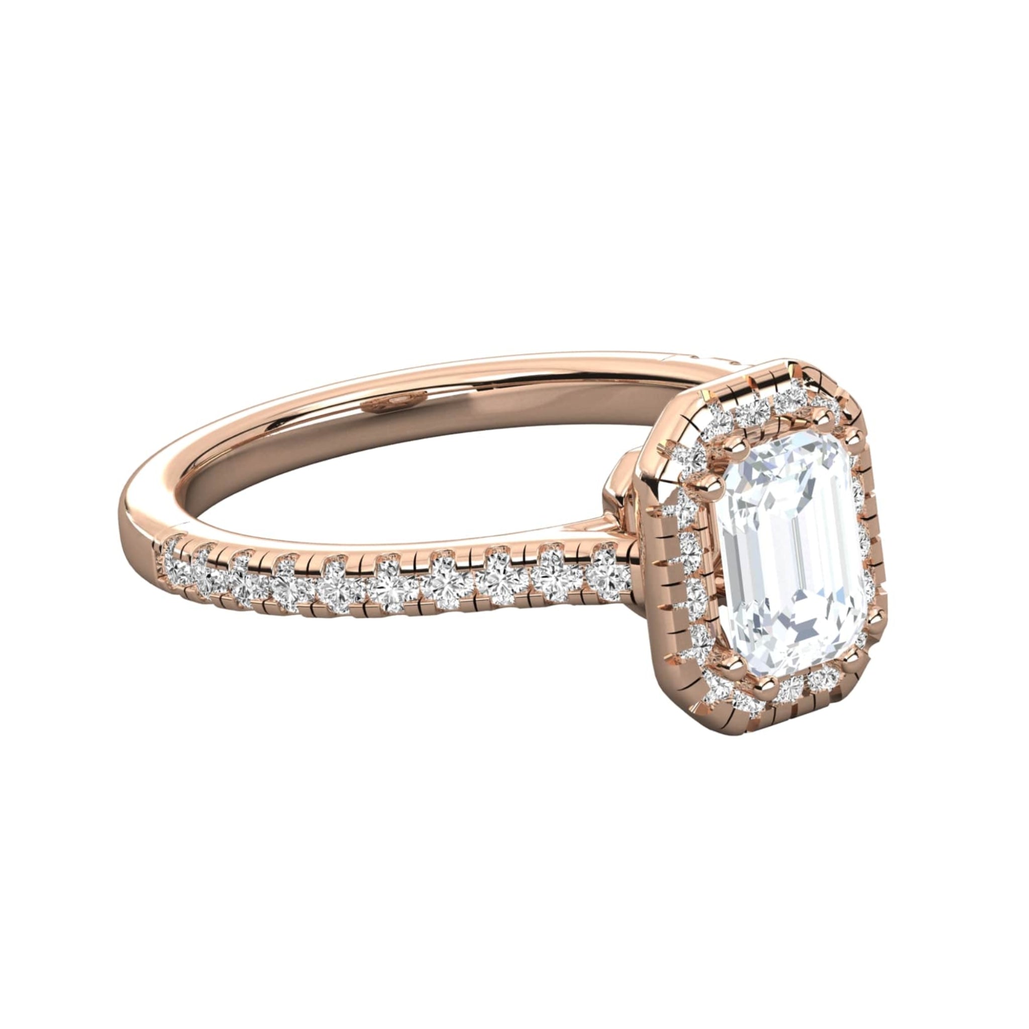 Enchanting Emerald Cut Halo Engagement Ring