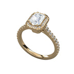 Enchanting Emerald Cut Halo Engagement Ring