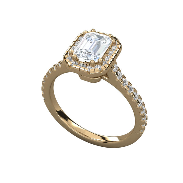 Lab Grown Emerald Cut Halo Engagement Ring