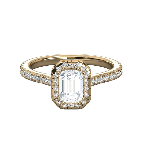 Lab Grown Emerald Cut Halo Engagement Ring