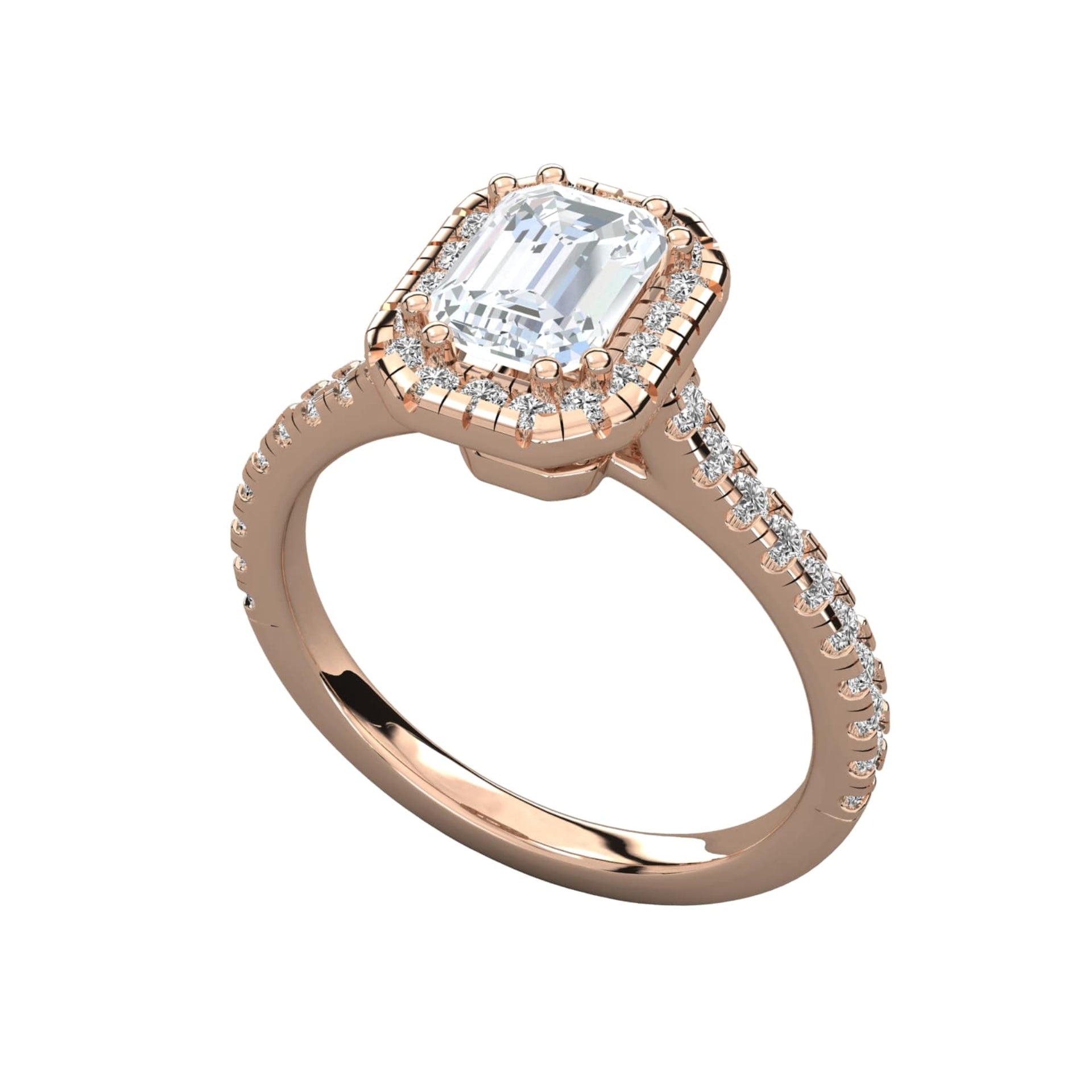 Lab Grown Emerald Cut Halo Engagement Ring