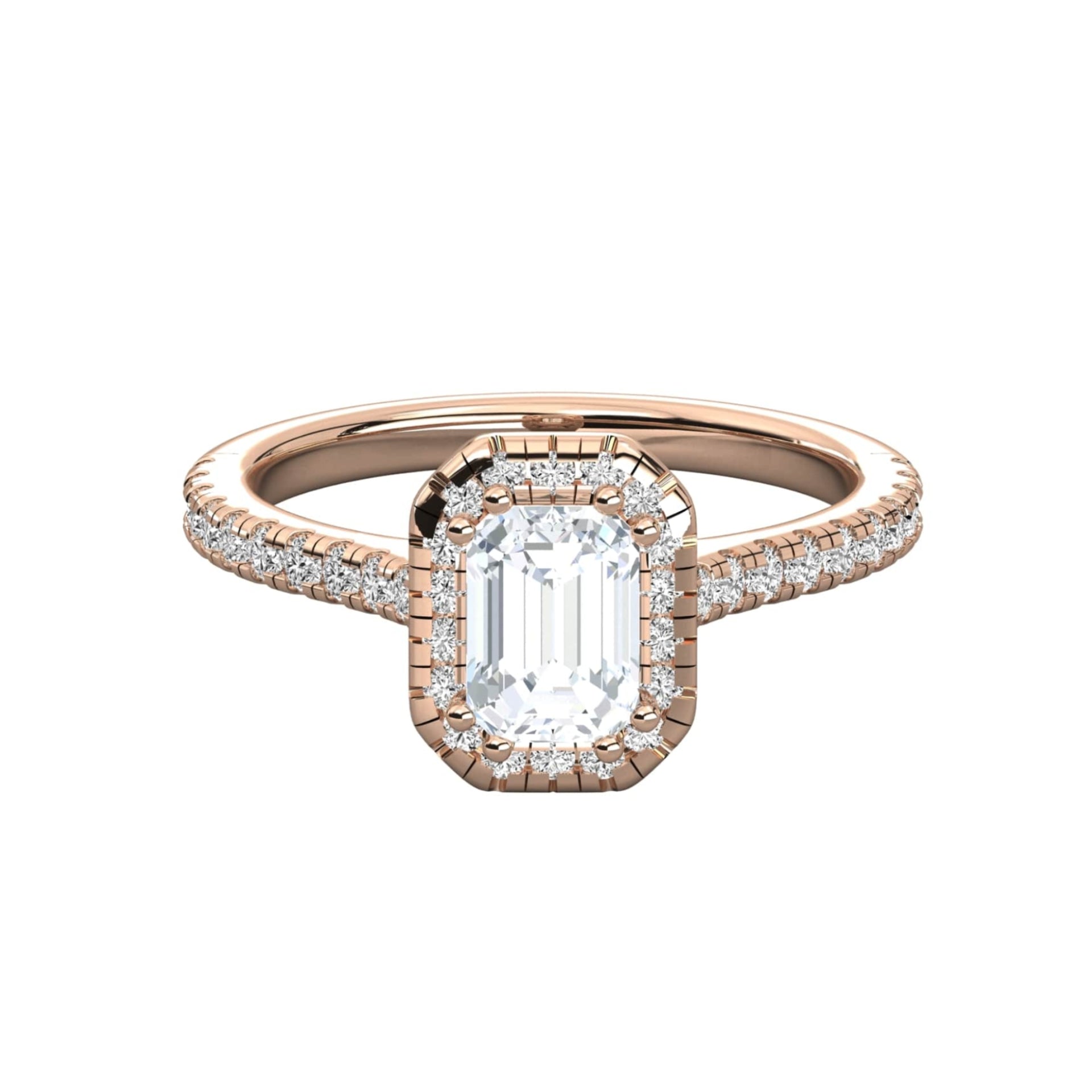 Lab Grown Emerald Cut Halo Engagement Ring