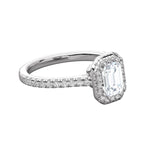Enchanting Emerald Cut Halo Engagement Ring