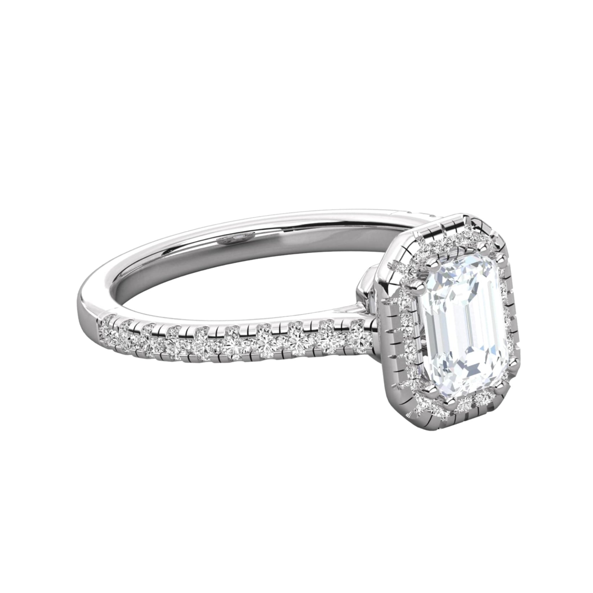 Enchanting Emerald Cut Halo Engagement Ring
