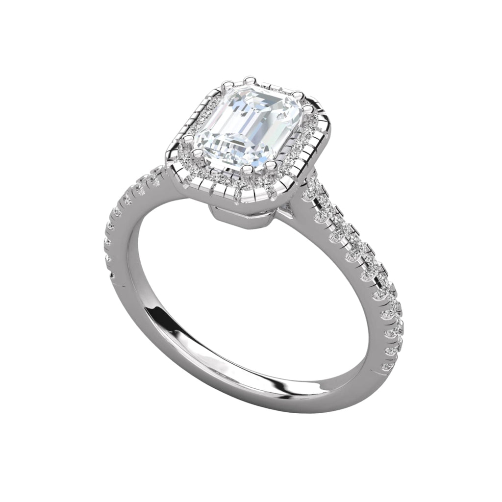 Enchanting Emerald Cut Halo Engagement Ring