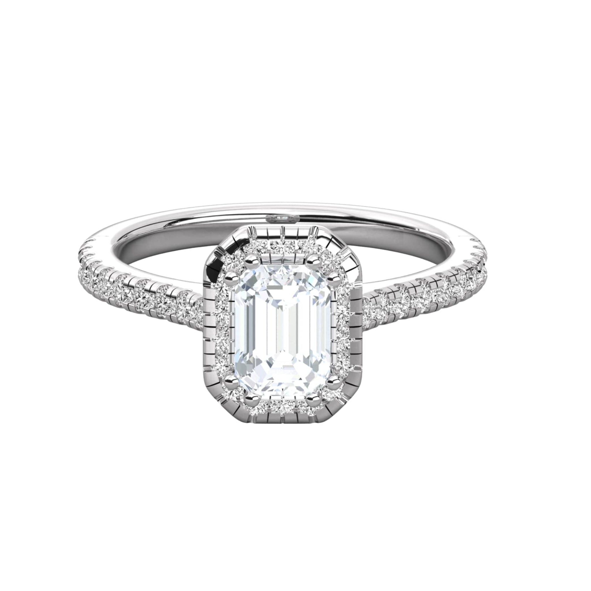 Enchanting Emerald Cut Halo Engagement Ring